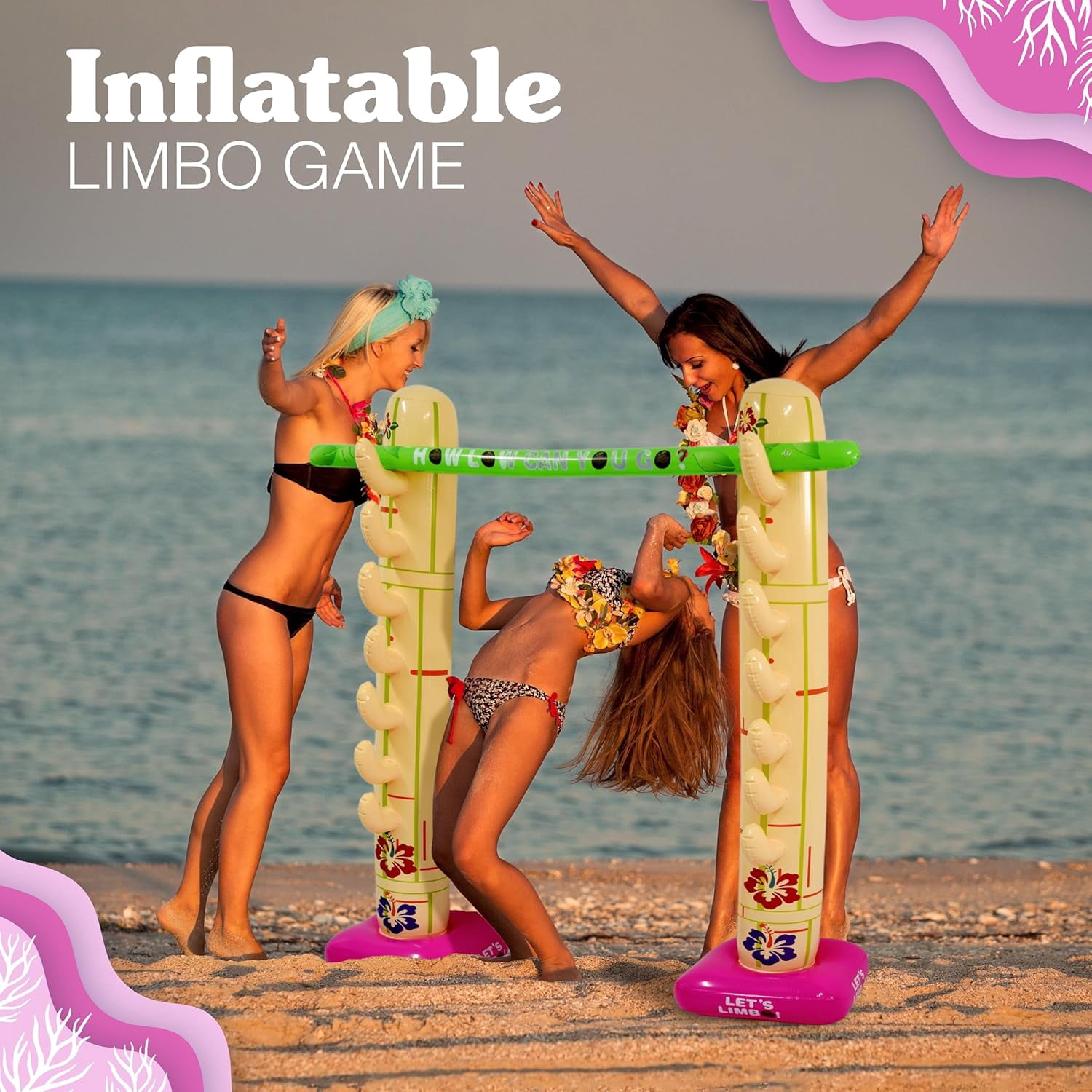4E's Novelty Lua Limbo Game Set, Inflatable Limbo Sticks for Kids & Adults, Party Fun