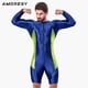 thumbnail image 5 of AMORESY - Mono deportivo de una pieza de satén brillante para hombre, con cremallera frontal, manga larga, licra, para gimnasia y fitness, 5 of 5