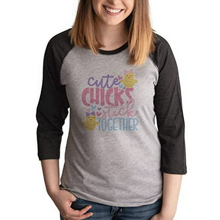 7 ate 9 Apparel Women s Happy Easter Shirts – Cute Chicks Grey Shirt Small