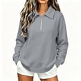thumbnail image 3 of Oversized Sweatshirts Pullover for Women Zaewscy Women's /Winter Casual Long-Sleeve Hooded Sweatshirt With Zipper And Lapel Collar Gray M, 3 of 7