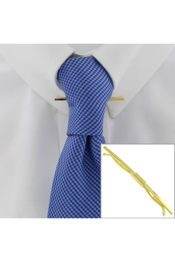 Square Collar Bar Clip Gold Tone 1 7/8" Mens Adult Male