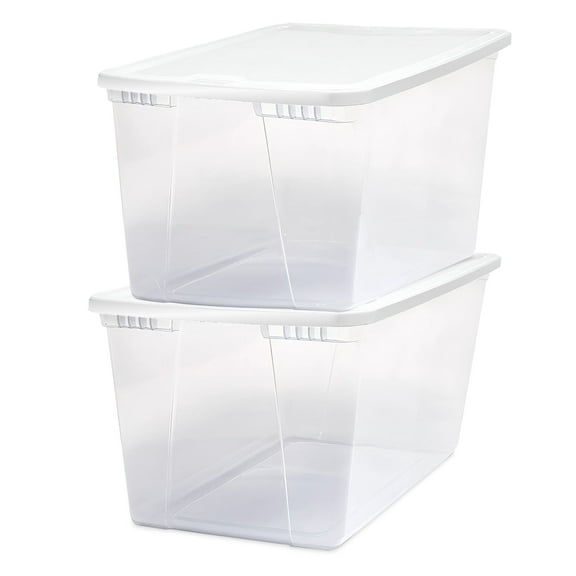 Open Box 56qt Snaplock Clear Plastic Storage Container w/ Secure Lid, 2 Pack