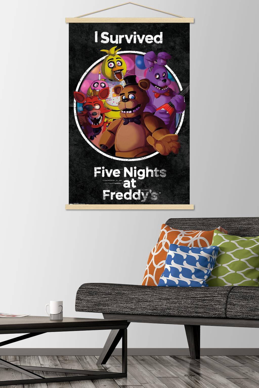 Five Nights at Freddy's - SurVived Wall Poster with Wooden Magnetic Frame, 22.375" x 34"