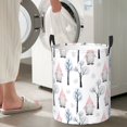 thumbnail image 5 of Picia Pink oldman Winter Forest Pattern Large Laundry Basket, Waterproof, Freestanding Laundry Hamper, Collapsible Tall Clothes Hamper with Extended Handles-Medium, 5 of 6