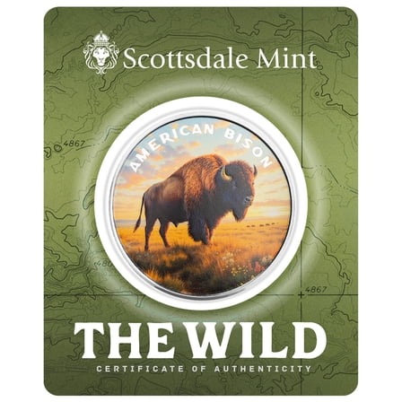 The Wild | American Bison 1 oz 999 Fine Silver Colorized Round
