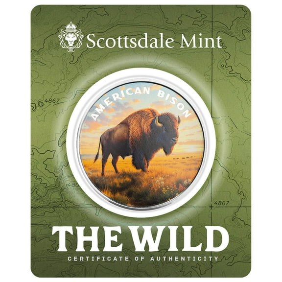 The Wild | American Bison 1 oz 999 Fine Silver Colorized Round