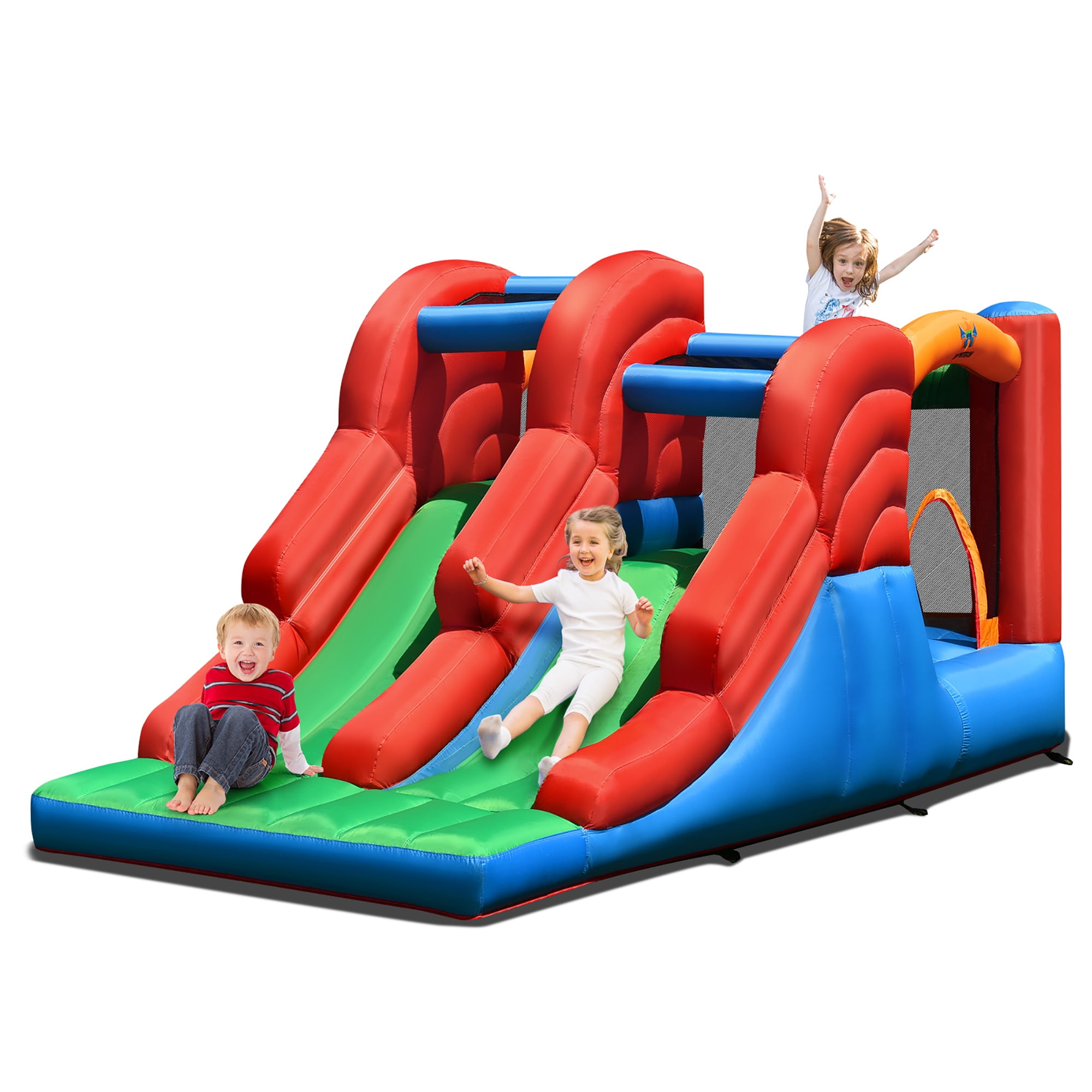 Bouncy Castle Family Backyard Jumping Jumping Castle with Slide Suitable for Children. Durable Sewing Extra-Thick Material N\C Inflatable Bounce Room with Hair Dryer 