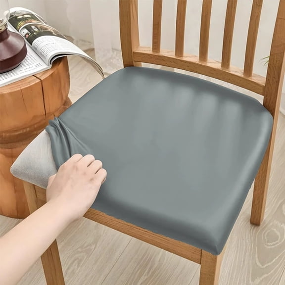 4 Pack Waterproof PU Leather Chair Seat Slipcovers - Removable Dining Room Chair Covers, Washable Stretch Cushion Protectors for Kitchen & Hotel Use