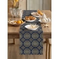 thumbnail image 3 of Abstract Floral Table Runner, Vintage Navy Blue Moroccan Circle Geometric Art Cotton Linen Kitchen Table Decoration Washable Dining Tabletop Runners for Home Party Decor 13x72 Inches, 3 of 9