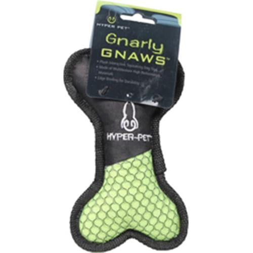 hyper pet 7" gnarly gnaws bone dog toy, small, green/black