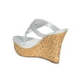 thumbnail image 3 of Liliana CC10 Women Glitter Leatherette Stone Decor Platform Thong Cork Heel Wedge Sandal, 3 of 5