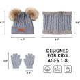 thumbnail image 5 of Monebena Kids Winter Beanie Hat Scarf Gloves Set Knit Warm Toddler Winter Cap Gloves Neck Warmer for Boys Girls 1-8 Year M01, 5 of 13