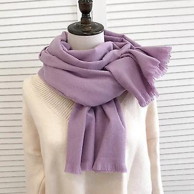 Bufanda gruesa de oto?o e invierno Color puro Hombres Mujeres Salvaje con borla Cachemira cálida como bufandas 200 * 7