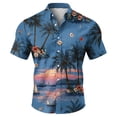 thumbnail image 5 of Domuza Mens Hawaiian Tropical Shirt Short Sleeve Casual Trendy Button Up T-Shirts Lounge Vacation Relaxed Fit Lightweight Tops Dark Blue 3XL, 5 of 7