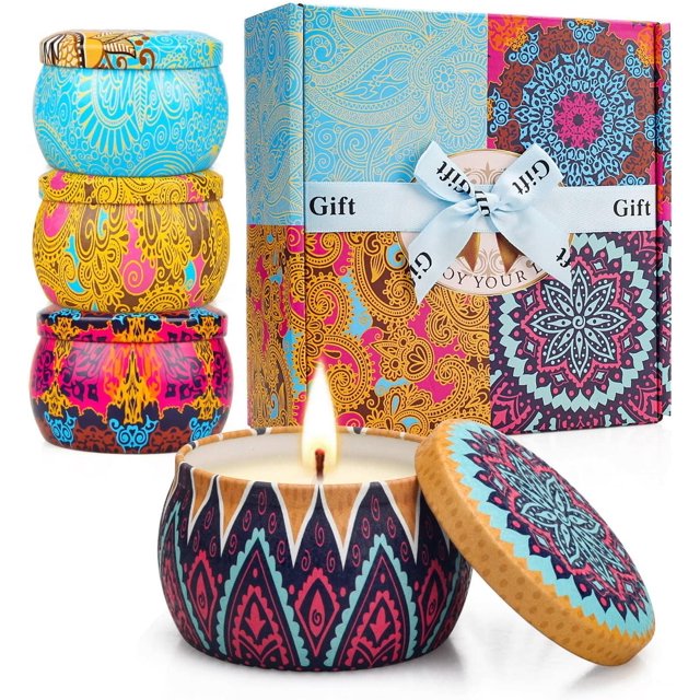 Juego de regalo de velas aromáticas navideñas, paquete de 12 velas navideñas de regalo para mujeres, juego de velas de aromaterapia de cera de soja de larga duración de 240 horas, regalo de Navidad