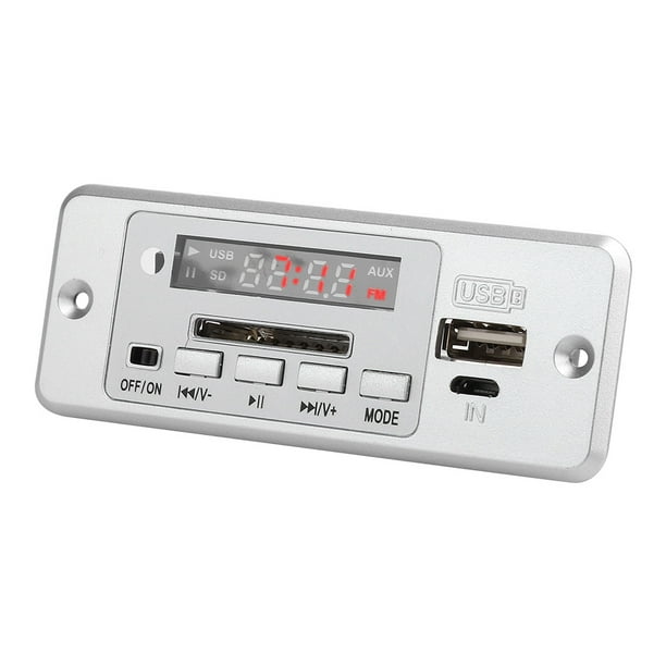 Módulo decodificador de audio MP3 de 5 V, reproductor de música con amplificador de potencia y USB, radio FM, placa decodificadora de MP3, color plateado