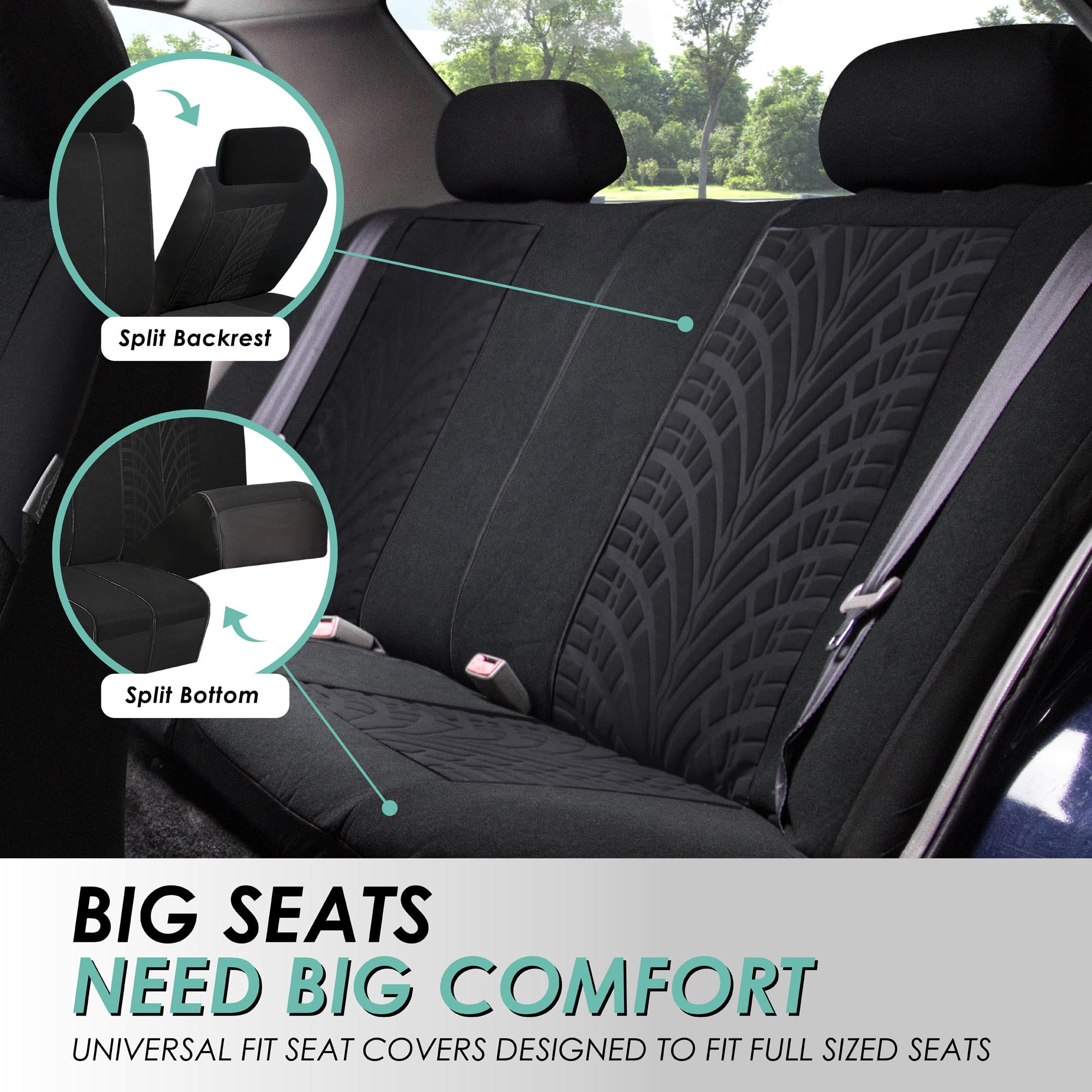 FH Group Travel Master Universal Seat Covers Fit For Car Truck SUV Van - Rear Bench