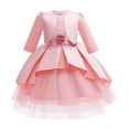 thumbnail image 2 of 3T Baby Girls Dress Toddler Girls Princess Dress Party Dress 4T Girls Sleeveless Tulle Dress Shrug Cardigan Set Pink, 2 of 7