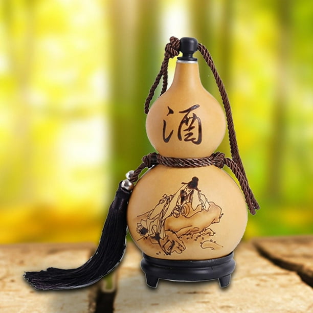 jifeng Natural Gourd Bottle Men Gourd Jug with Base and Lid