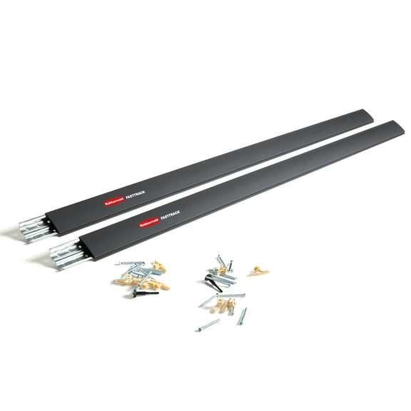 Rubbermaid FastTrack Garage Storage Wall Mounted Rail Kit, 2 Pack