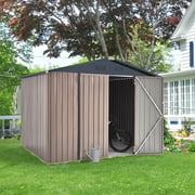 AECOJOY 8 x 6 Outdoor Metal Storage Shed with Lockable Door for Backyard