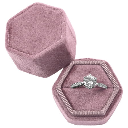Diy Wedding Koyal Wholesale Velvet Ring Box Dusty Rose Hexagon