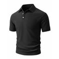 thumbnail image 4 of IWRICH Men's Corduroy Short Sleeve Polo Shirts Button up Solid Color T Shirts Summer Casual Stylish Textured Tops with Pocket Black XXXL, 4 of 8