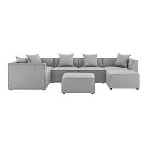 Afuera Living 7-Piece Patio Fabric Upholstered Sectional Sofa in Gray