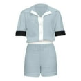thumbnail image 5 of Shorts Set For Women Knit Color Block Button Down Shirt And High Waist Shorts Tracksuits Jumpsuits Shorts Suits Swimming Suit plus Swimming Wear Women Womens Bathing Suit with Shorts Women plus, 5 of 6