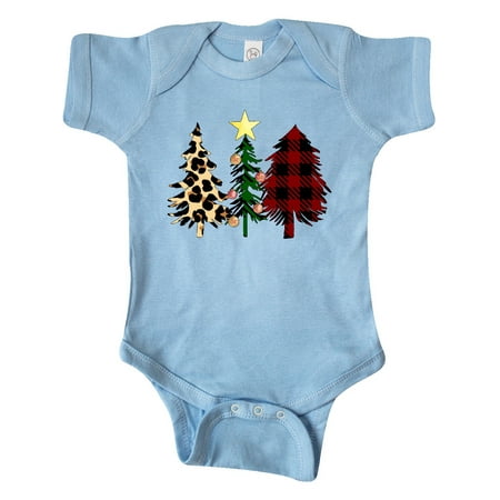 

Inktastic Three Christmas Trees in Plaid and Leopard Print Gift Baby Boy or Baby Girl Bodysuit