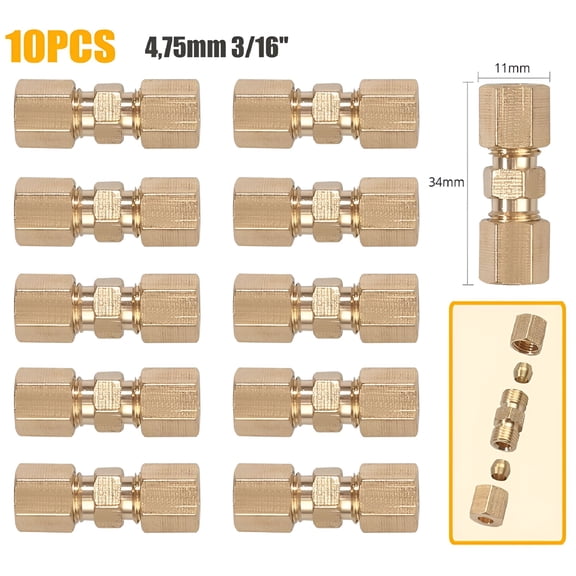 MELIVO 10Pcs Universal Brake Line Connector For Brake Line Without Flaring 4.75Mm 3/16"