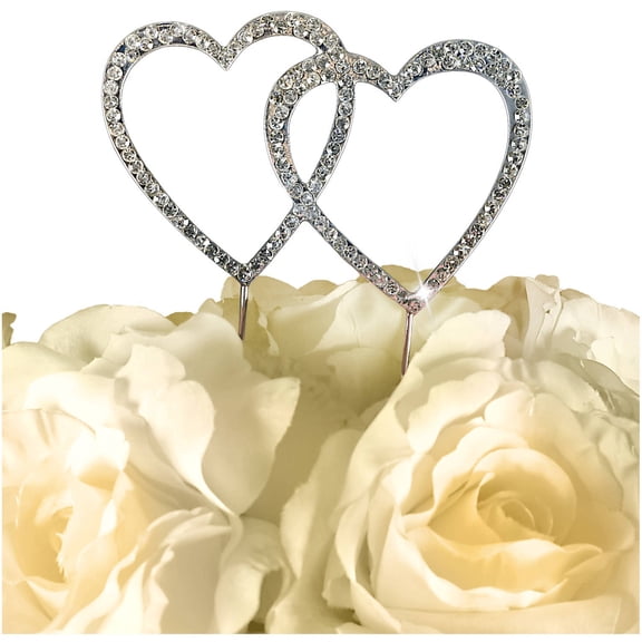 Unik Occasions Sparkling Collection Double Heart Cake Topper
