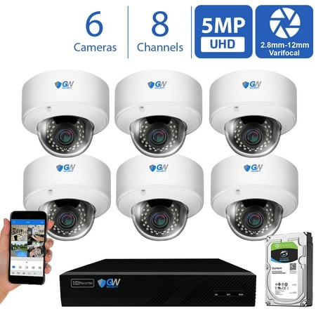 GW Security 8 Channel 4K NVR 5MP Smart AI Human Detection Security Camera System with (6) x IP PoE 5MP 1920P Outdoor/Indoor Microphone Dome Cameras 100 Feet Night vision  Free Remote Viewing price history on PriceWatchPro