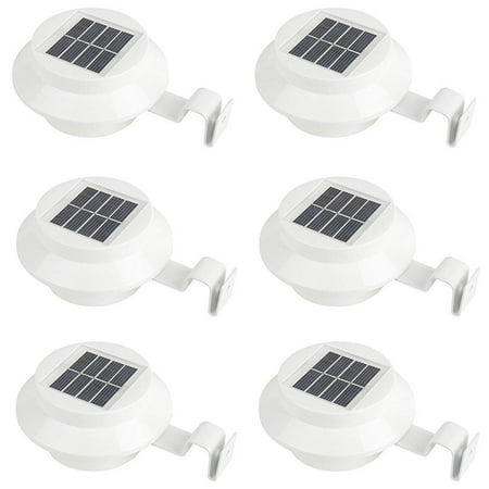 Led Hammered Roof Path Solar Powered LED Gutter Light, KingSo 3 LED Solar Powered Lights Outdoo Safety Lamp for Fence Roof Driveway Garden Yard Energy Efficient, 6 Pack, Easy Install, White ()