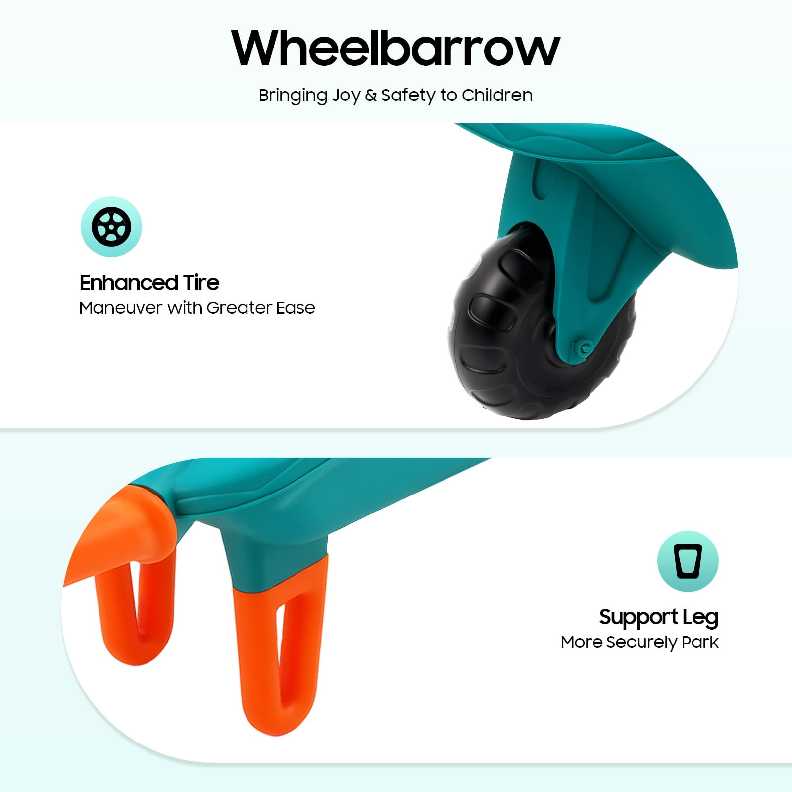 OUTGOO Kids Gardening Tools Set, 10pcs Kids Gardening Tools with Wheelbarrow, Shovel, Rake, Leaf Rake, Outdoor Toddler Toys Yard Digging Weed Pretend Toys for Boys Girls Age 3+