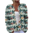 thumbnail image 2 of Coats for Women Merry Christmas Cardigan Long Sleeve Hollowed Out Print Casual Jacket,Womens Coats Plus Size Green XXXL, 2 of 5
