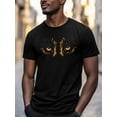 thumbnail image 3 of Tiger Eyes Men's T Shirts Animal T-Shirt for Men Crew Neck Tees Cotton Tops, Black, S, 3 of 7