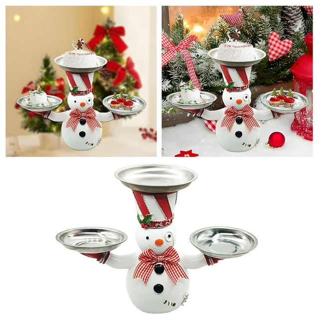 BKER Christmas Craft Decorations Christmas Snowman Snack Racks Tray Racks Holiday Decoration Ornaments