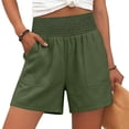 thumbnail image 5 of Enjoytime Women's Shorts Solid Color Stretch Elastic Waist Summer Beach Vacation Casual Shorts with Pockets, 5 of 8