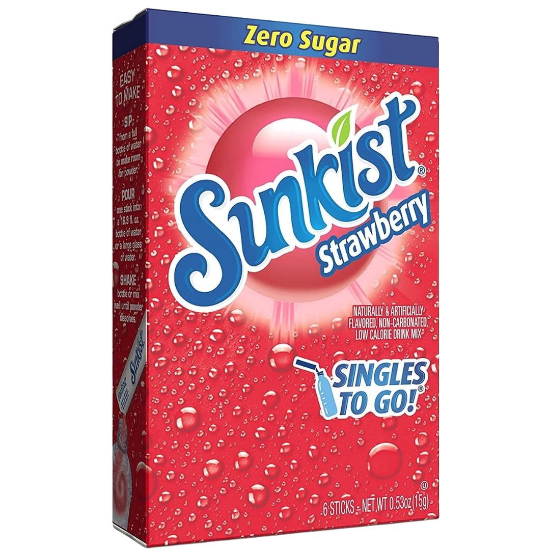 Sunkist Soda Singles To Go Drink Mix, Strawberry, 12 Boxes with 6 Packets Each - 72 Total Servings, Non-Carbonated and Sugar-Free