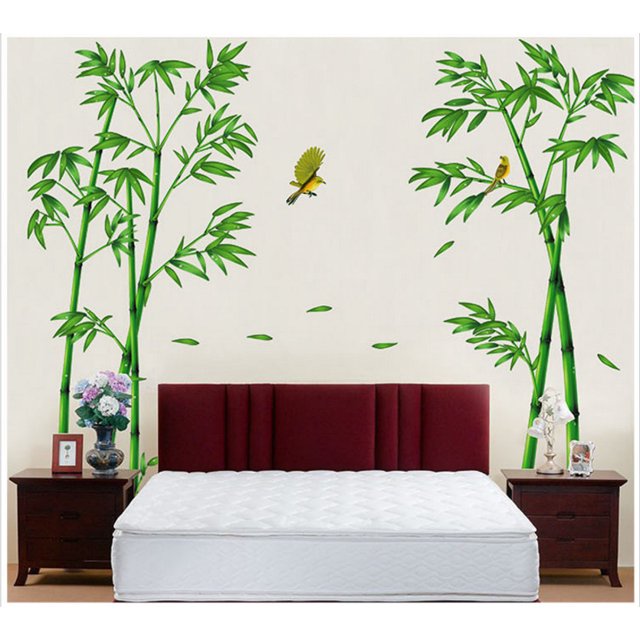 1 juego elegante bambú verde extraíble DIY pared arte pegatina decoración calcomanía para decoración de pared JAMW Sencillez