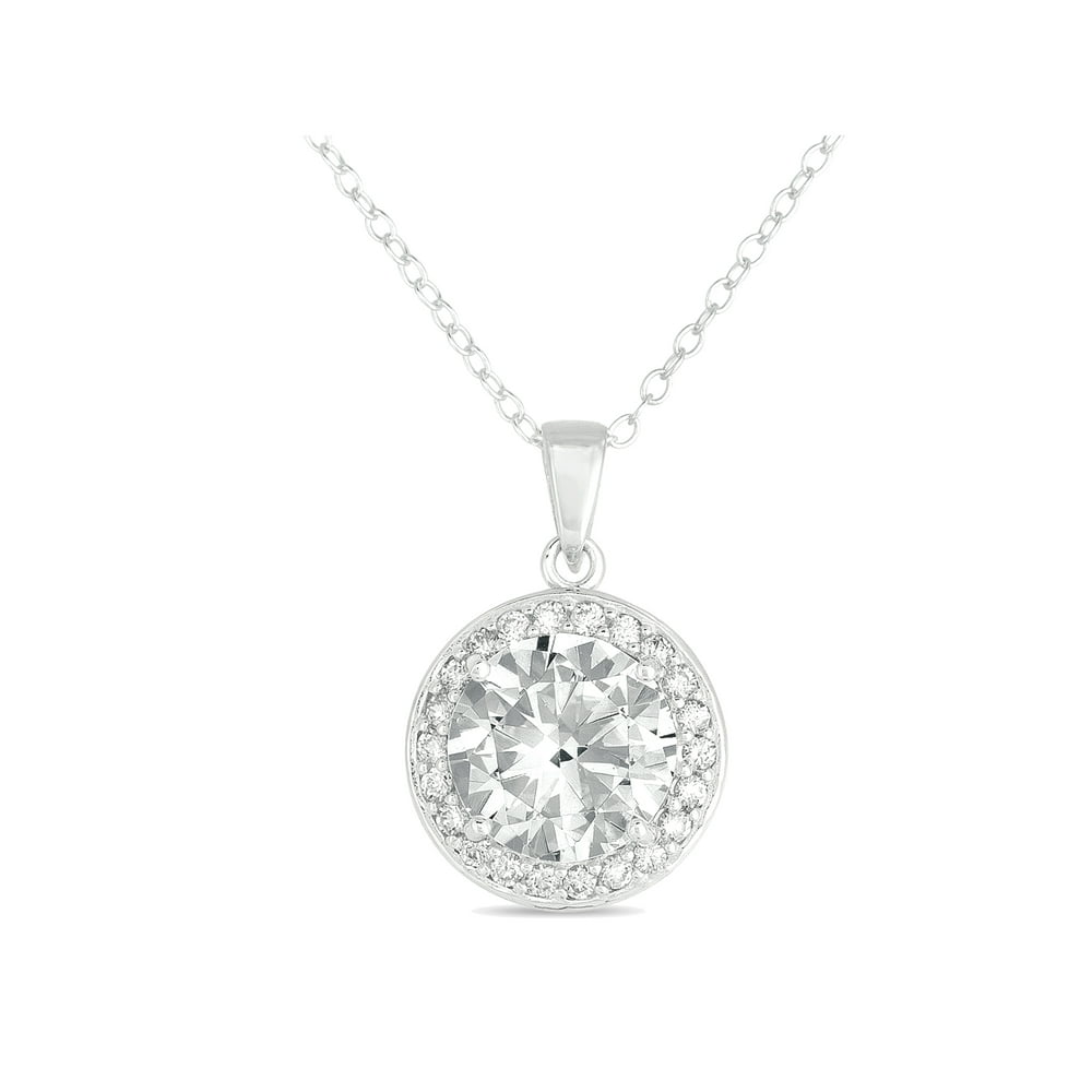 Forever New - CZ Sterling Silver Round Pendant, 18