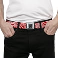 thumbnail image 3 of Buckle-Down Belt, Seatbelt Buckle Belt, Bandana Skulls Red White, 30 to 44 Inches, 3 of 9