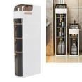 thumbnail image 4 of Narrow Storage Cabinet, PP PC Slim Storage Cart with 4 Wheels for Toilet Paper Kitchen Laundry Bathroom, Tall Narrow Container Transparent Drawer, Space Saving, 4 of 7