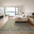thumbnail image 3 of ODIKA 9'x12' Olive Green Botanical Leaf Branch Washable Area Rug Flowing Foliage Motif With Delicate Stems And Natural In Classic Non-Shedding, Easy Care for Master Suite, California King, Under Bed, 3 of 7