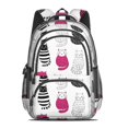 thumbnail image 2 of Multicolor Cat White Pattern Backpack for School, Cute School Bag with Adjustable Shoulder Straps and Padded Back, 16.9"x12.6"x5.9", 2 of 5