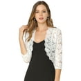 thumbnail image 1 of Cárdigan Dde San Patricio Toreras Top De Encaje Floral Transparente Manga 3/4 Elegante PaMujer Blanco XXL Allegra K, 1 of 6