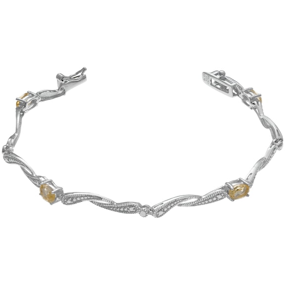 Lavari Jewelers 0.45 Oval Citrine 925 Sterling Silver Twist Bangle - 7 Inch