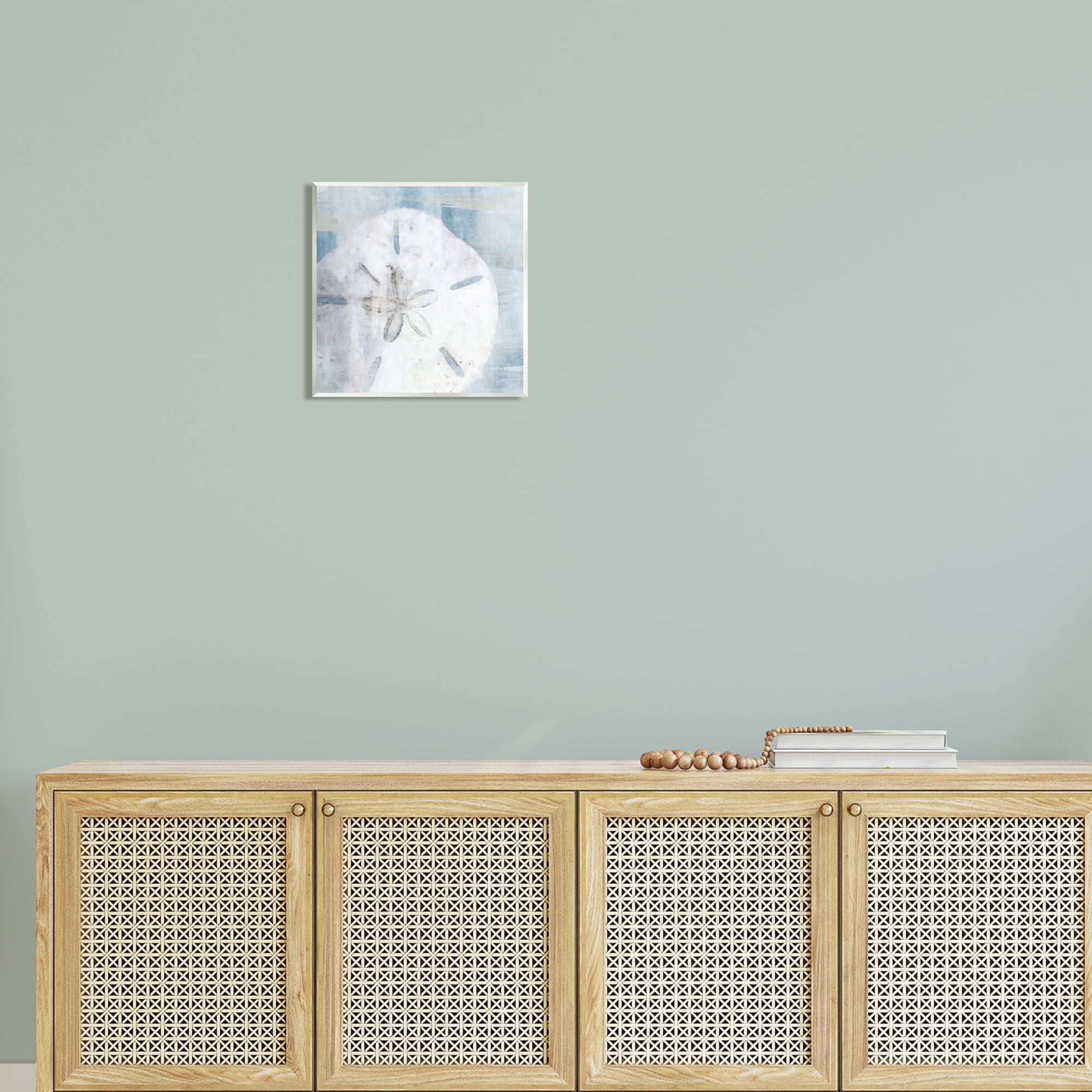 Stupell Pastel Blue Sand Dollar Seashell Landscape Painting Wall Plaque Unframed Art Print Wall Art