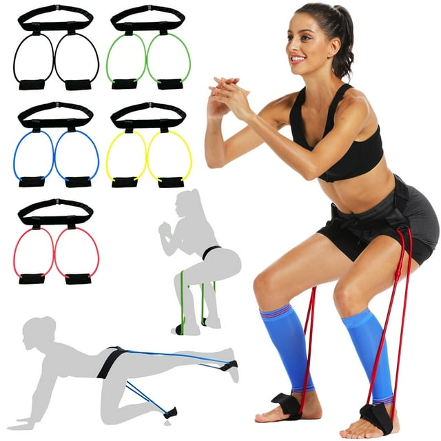 Sentmoon Exercise Bands Resistance Hip Resistance Belt For Glute Leg Workout Adjustable Waist Bands with Foot Loops Strength Training Squats Kickbacks Home Fitness Equipment